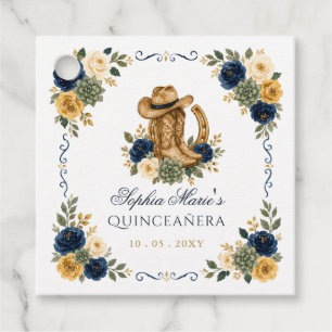 Etiquetas Para Lembrancinhas Azul Marinho Dourado Cavalo Floral Charra Quinceañ