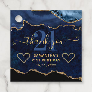 Etiquetas Para Lembrancinhas Azul Marinho & Dourado Glitter Mármore Ágata Anive