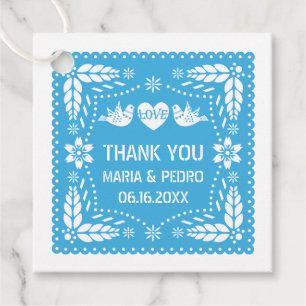 Etiquetas Para Lembrancinhas Azul papel picado amor pássaros de casamento