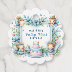 Etiquetas Para Lembrancinhas Azul Pastel Fada Floral Primeiro Aniversário -