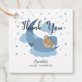 Etiquetas Para Lembrancinhas Azul Sobre O Urso Dormindo, Obrigado