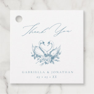 Etiquetas Para Lembrancinhas Azul Vintage Florescis Cisnes Rótulo de Casamento