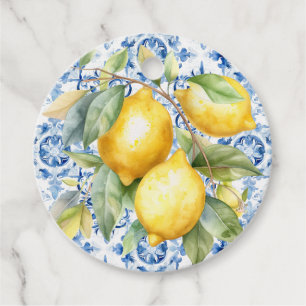 Etiquetas Para Lembrancinhas Azulejo de aquarelas italianas, de cor azul e bran