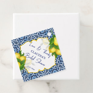 Etiquetas Para Lembrancinhas Azulejos azuis limão obrigado de festa Amalfi