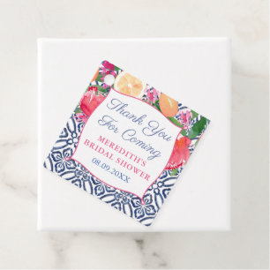 Etiquetas Para Lembrancinhas Azulejos de Flor de Citrino em Aquarela Vibrante O