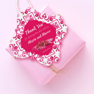 Etiquetas Para Lembrancinhas Azulejos magenta Fuchsia Majolica personalizados