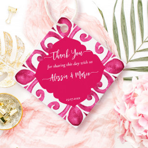 Etiquetas Para Lembrancinhas Azulejos magenta Fuchsia Majolica personalizados