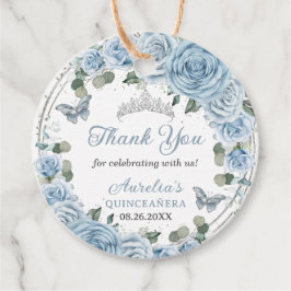 Etiquetas Para Lembrancinhas Baby Blue Floral Silver Butflies Princesa Tiara