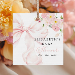 Etiquetas Para Lembrancinhas Baby in Bloom Pink Bow Baby Shower