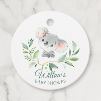 Etiquetas Para Lembrancinhas Baby Koala Soft Chá de fraldas Eucalyptus Verde