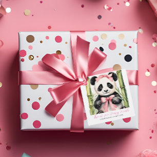 Etiquetas Para Lembrancinhas Baby Panda Bear Girls Chá de fraldas Obrigado