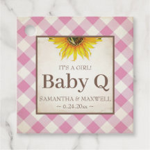 Baby Q Gingham e Sunflower Obrigado Rosa