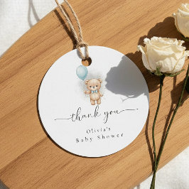 Etiquetas Para Lembrancinhas Baby Shower for Boy Blue Balloon, Teddy Bear & Bow