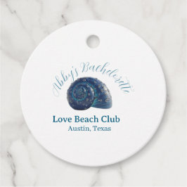 Etiquetas Para Lembrancinhas Bachelorette party beach club blue sea shell name 