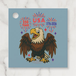 Etiquetas Para Lembrancinhas Bald Eagle com Fireworks - EUA 250 Anos 1776-2026