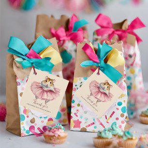 Etiquetas Para Lembrancinhas Ballerina Hamster Aniversário Obrigado