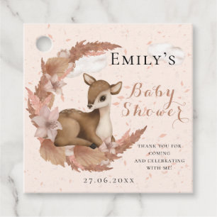 Etiquetas Para Lembrancinhas Bambi e Flores Adoráveis Chá de fraldas Rosa Paste