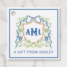 Etiquetas Para Lembrancinhas Bambu & Olive Topiary Crest | Monograma