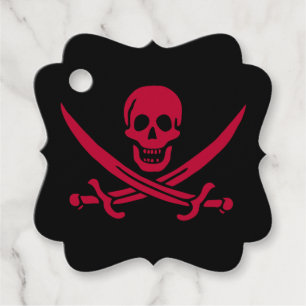 Etiquetas Para Lembrancinhas Bandeira do Crânio e Espadas Pirata do Calico Jack