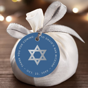 Etiquetas Para Lembrancinhas Bar Mitzvah Azul Clássico Falso Estrela de Davi Pr