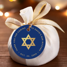Bar Mitzvah Azul Real Estrela de Davi Dourada Fals