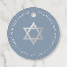 Bar Mitzvah Dusty Blue & Faux Silver Star of David