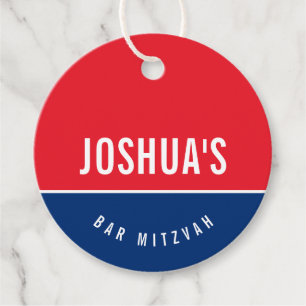 Etiquetas Para Lembrancinhas BAR MITZVAH - simples jogo vermelho-azul