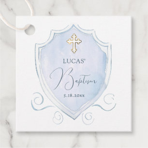 Etiquetas Para Lembrancinhas Batismo de Crest de Ceste Azul Claro Elegante