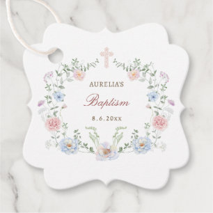 Etiquetas Para Lembrancinhas Batismo de Frame Floral Elegante