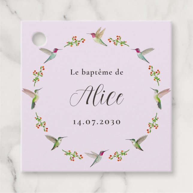 Etiquetas Para Lembrancinhas Batismo de Hummingbird (Frente)