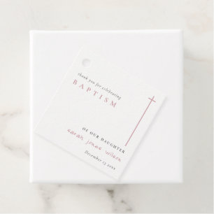 Etiquetas Para Lembrancinhas Batismo de Tipografia Mínima Rosa Clássica Elegant