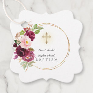 Etiquetas Para Lembrancinhas Batismo Dourado Floral Único Da Borgonha Saffron