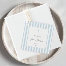 Etiquetas Para Lembrancinhas Batismo Elegante de Stripes Azuis