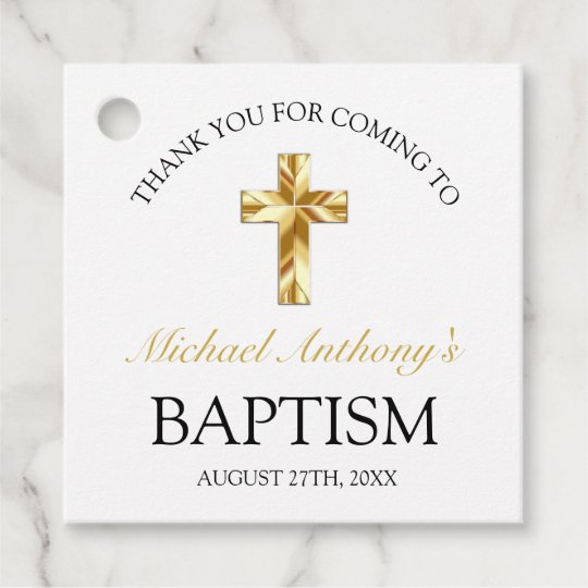 Etiquetas Para Lembrancinhas Batismo Elegante Dourado Cross Baby Boy Obrigado F Zazzle Com Br