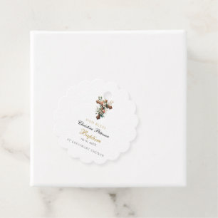 Etiquetas Para Lembrancinhas Batismo Floral Cruzado Elegante