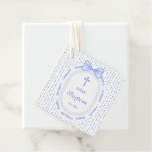 Etiquetas Para Lembrancinhas Batismo Floral do Frame de Fita de Arco Azul