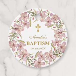 Etiquetas Para Lembrancinhas Batismo Floral Rosa Elegante Obrigado