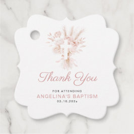 Etiquetas Para Lembrancinhas batismo floral rosa pampas poeirento