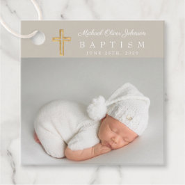 Etiquetas Para Lembrancinhas Batismo Fotográfico do Script do Taupe Moderno