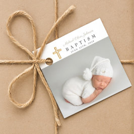 Etiquetas Para Lembrancinhas Batismo Fotográfico do Script do Taupe Moderno Obr