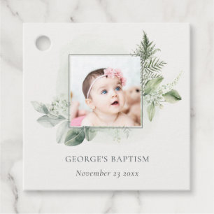 Etiquetas Para Lembrancinhas Batismo Fotográfico Rustic Green Eucalyptus Fern