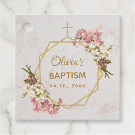 Etiquetas Para Lembrancinhas Batismo Orquídeas Rosa Douradas Florais Marble Geo