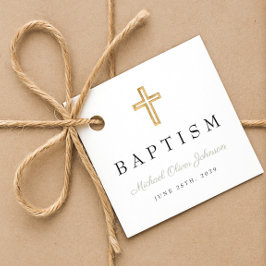 Etiquetas Para Lembrancinhas Batismo Verde da Cruz Religiosa Moderna