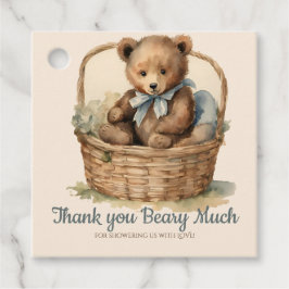 Etiquetas Para Lembrancinhas Bear Bear Cub Boys Chá de fraldas Obrigado