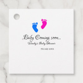 Etiquetas Para Lembrancinhas Bebê chegando em breve chá de fraldas de pés cor-d