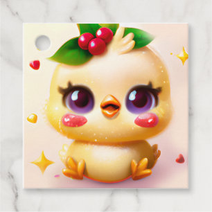 Etiquetas Para Lembrancinhas Bebê Frango Kawaii Fofo com Azevinho