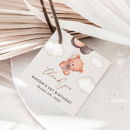 Etiquetas Para Lembrancinhas Bebê Urso, Balões Marrons, Primeiro Aniversário