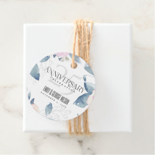 ETIQUETAS PARA LEMBRANCINHAS BEGE BRANCO AZUL FLORAL 25 ANOS DE ANIVERSÁRIO