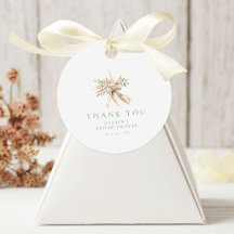 Bege e Flores de Sage e Laço de Casamento Obrigado