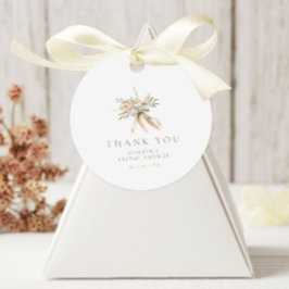 Etiquetas Para Lembrancinhas Bege e Flores de Sage e Laço de Casamento Obrigado